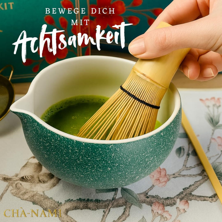 Matcha Set Classic 5-teilig, japanisches Matcha Zubehör Set mit Keramikschale, 100-Borsten-Chasen, B