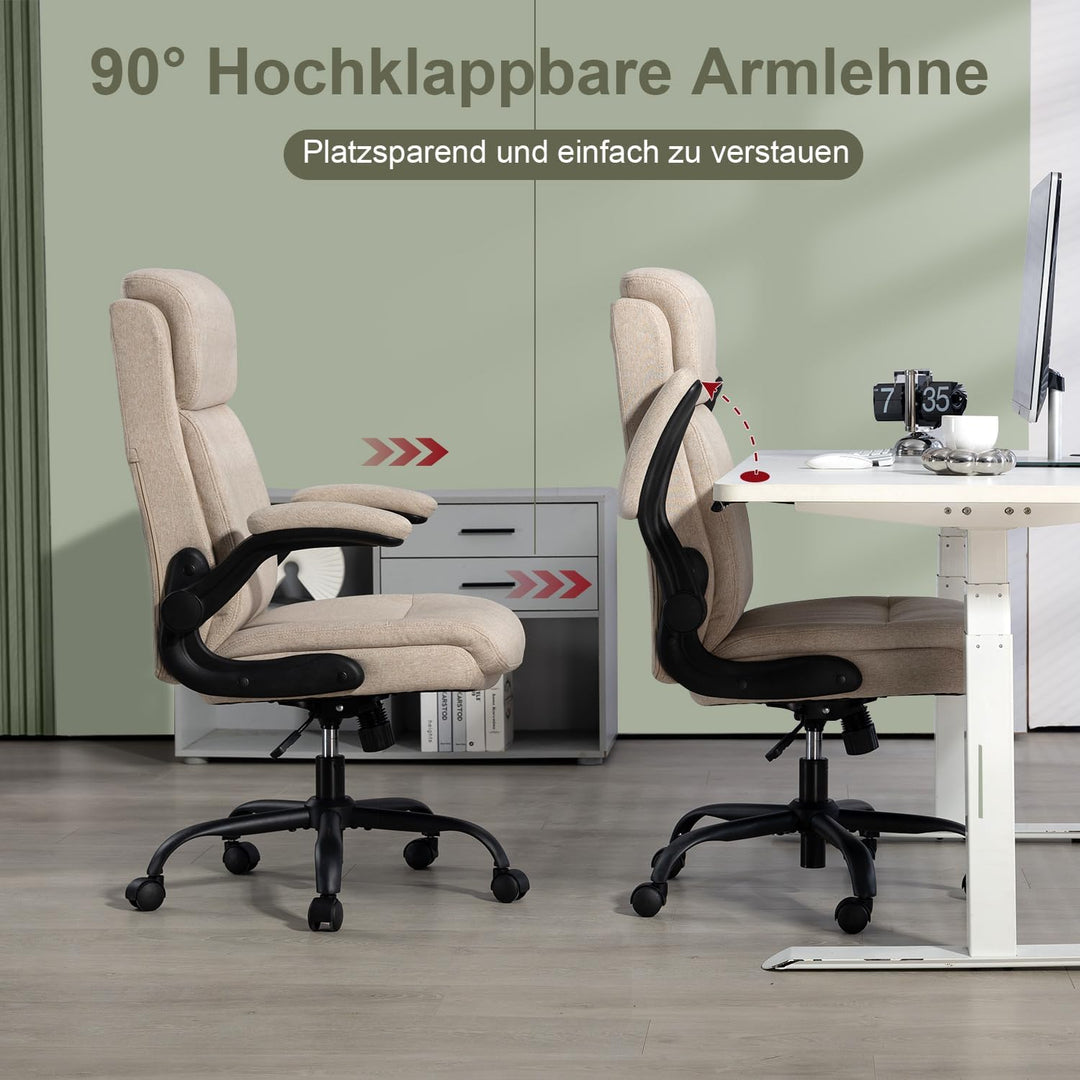 CASTLOVE Ergonomischer Bürostuhl - Schreibtischstuhl mit Rückenlehne - Hochklappbare Armlehne - Hohe
