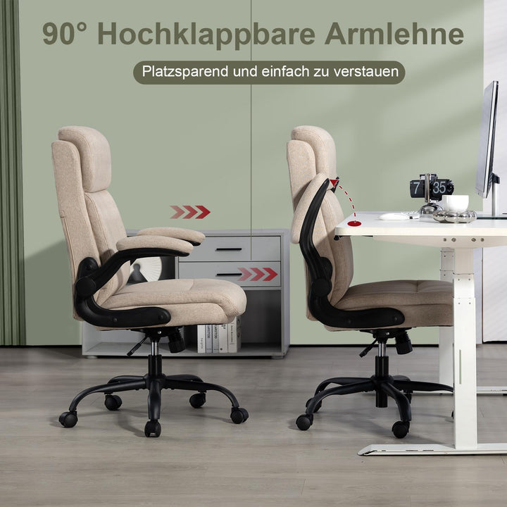 CASTLOVE Ergonomischer Bürostuhl - Schreibtischstuhl mit Rückenlehne - Hochklappbare Armlehne - Hohe