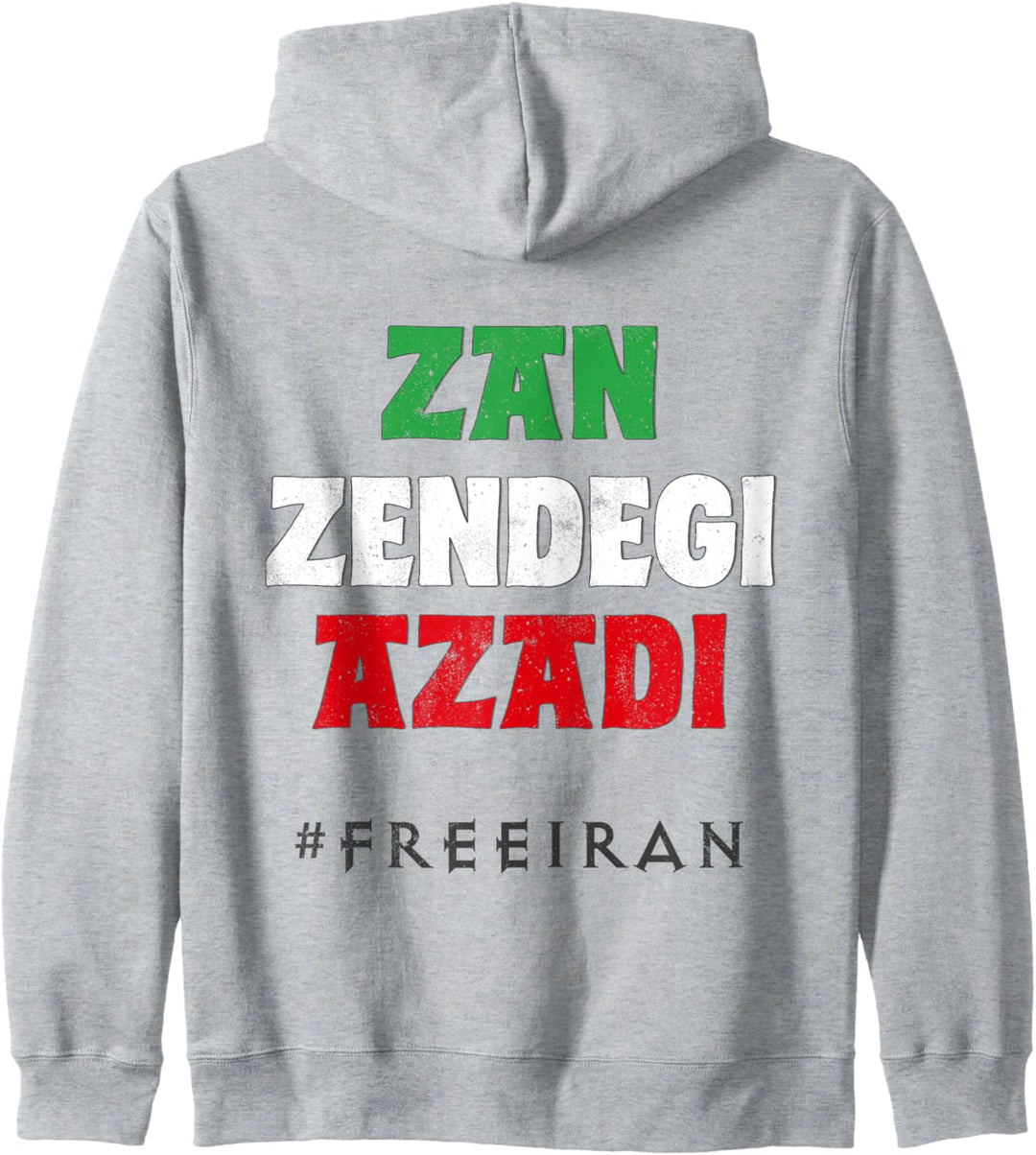 Iranische Flagge ZAN ZENDEGI AZADI Unterstützung iranische Frauen Protest Kapuzenjacke