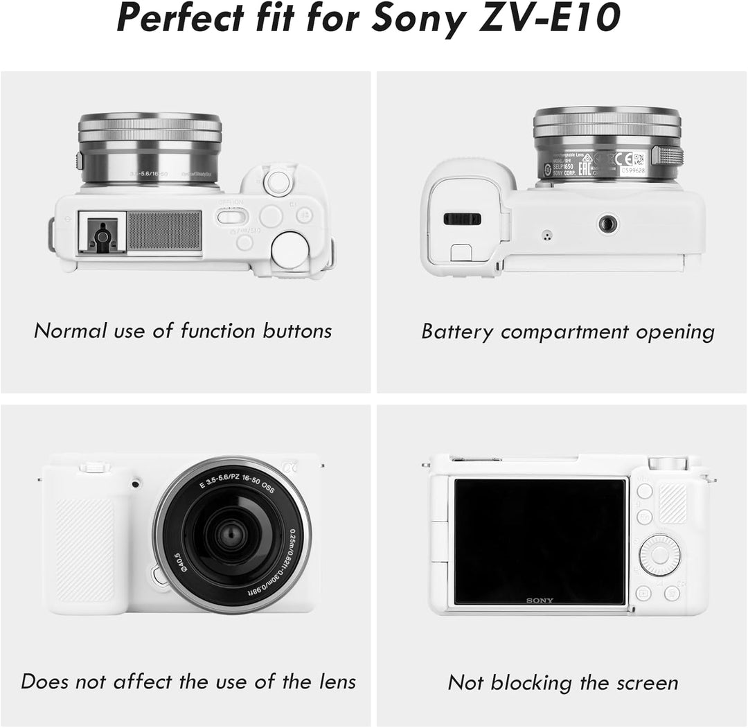 Rieibi ZVE10 Hülle, Weiche Silikon Schutzhülle für Sony ZV-E10 ZVE10 Kamera weiss, weiß