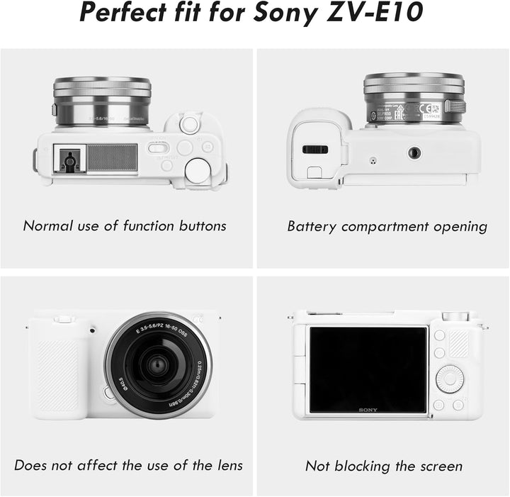 Rieibi ZVE10 Hülle, Weiche Silikon Schutzhülle für Sony ZV-E10 ZVE10 Kamera weiss, weiß