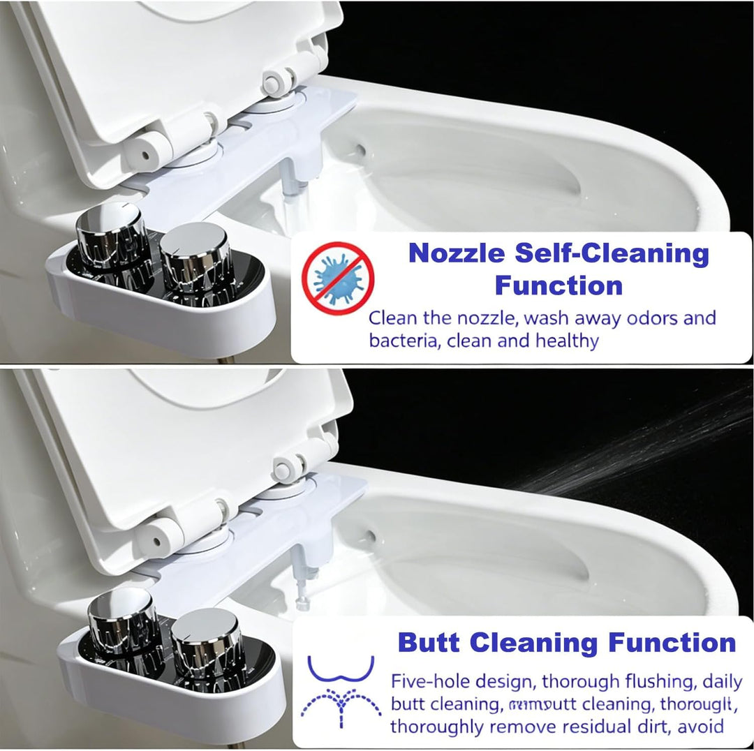Bidet Aufsatz für Toilette, Bidet-Toilettenaufsatz, Einhand-Duscharmatur mit Zwei Strahldüsen, Einst