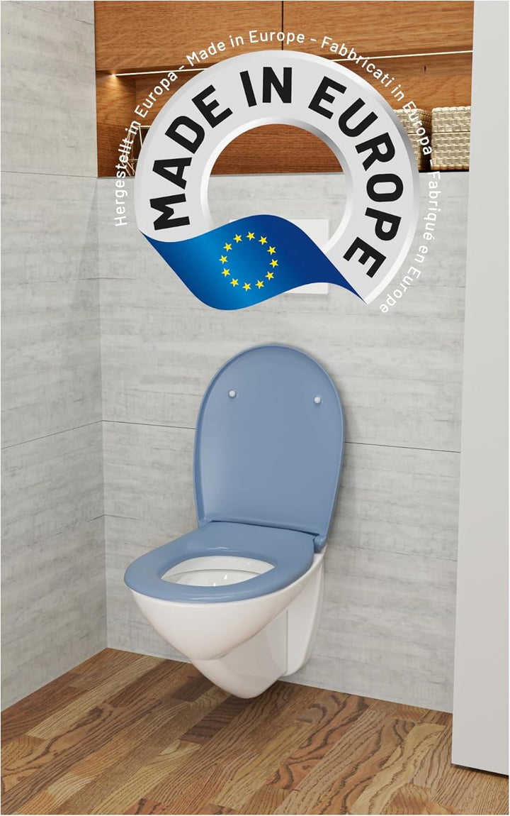 LUVETT® WC-Sitz mit Absenkautomatik C100 oval universell, Toilettendeckel mit 3 Edelstahl Montagelös