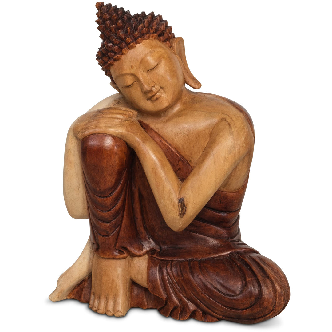 livasia Buddha Figur aus Holz 30cm hoch – Balinesische Handwerkskunst – Buddha Figuren aus Suarholz,