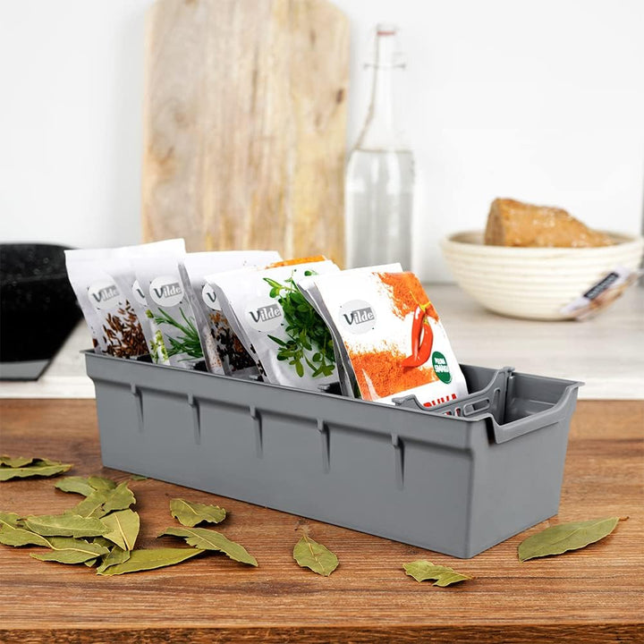 ORION Organizer für GEWÜRZE Tüten Gewürzbehälter Küchenorganizer GRAU