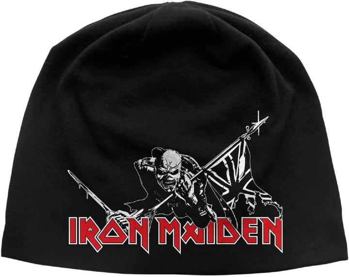 Iron Maiden Mütze Beanie Cap The Trooper Classic Logo offiziell Schwarz Jersey One Size
