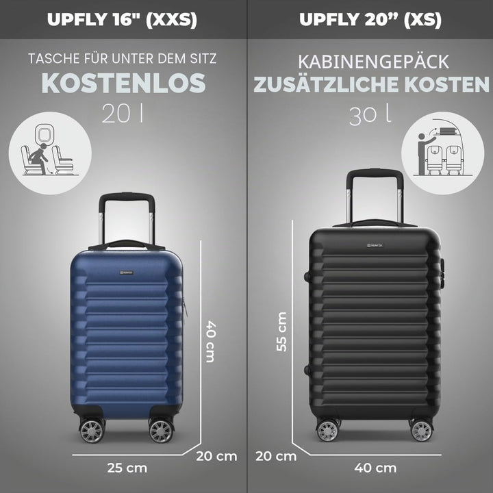 NUMADA - Reisekoffer Kabine 40 x 25 x 20 cm (20 l) Upfly Underseat 16 XXS mit abnehmbaren Rädern, Ka