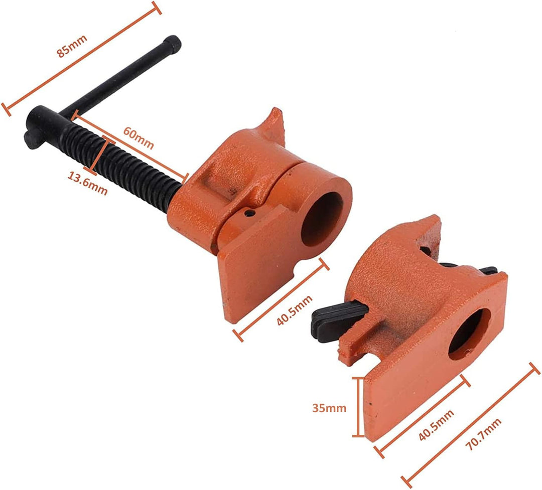 4 Stück Rohr Schraubzwingen mit Hülse, 1/2 Zoll Rohrzwingen Rohrschelle Schraubstock Holzbearbeitung