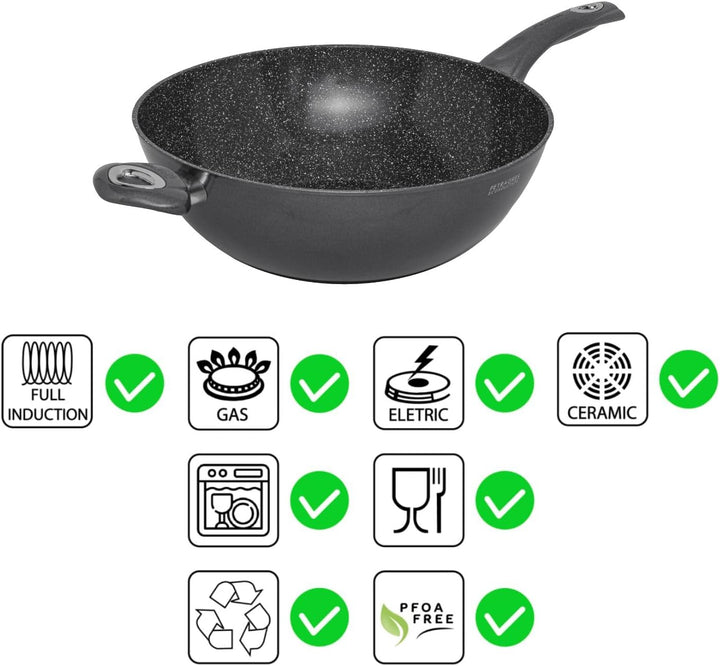 Aeternum Petragres Ecosolution Wok-Pfanne, antihaftbeschichtet, auch Induktion, 32 cm