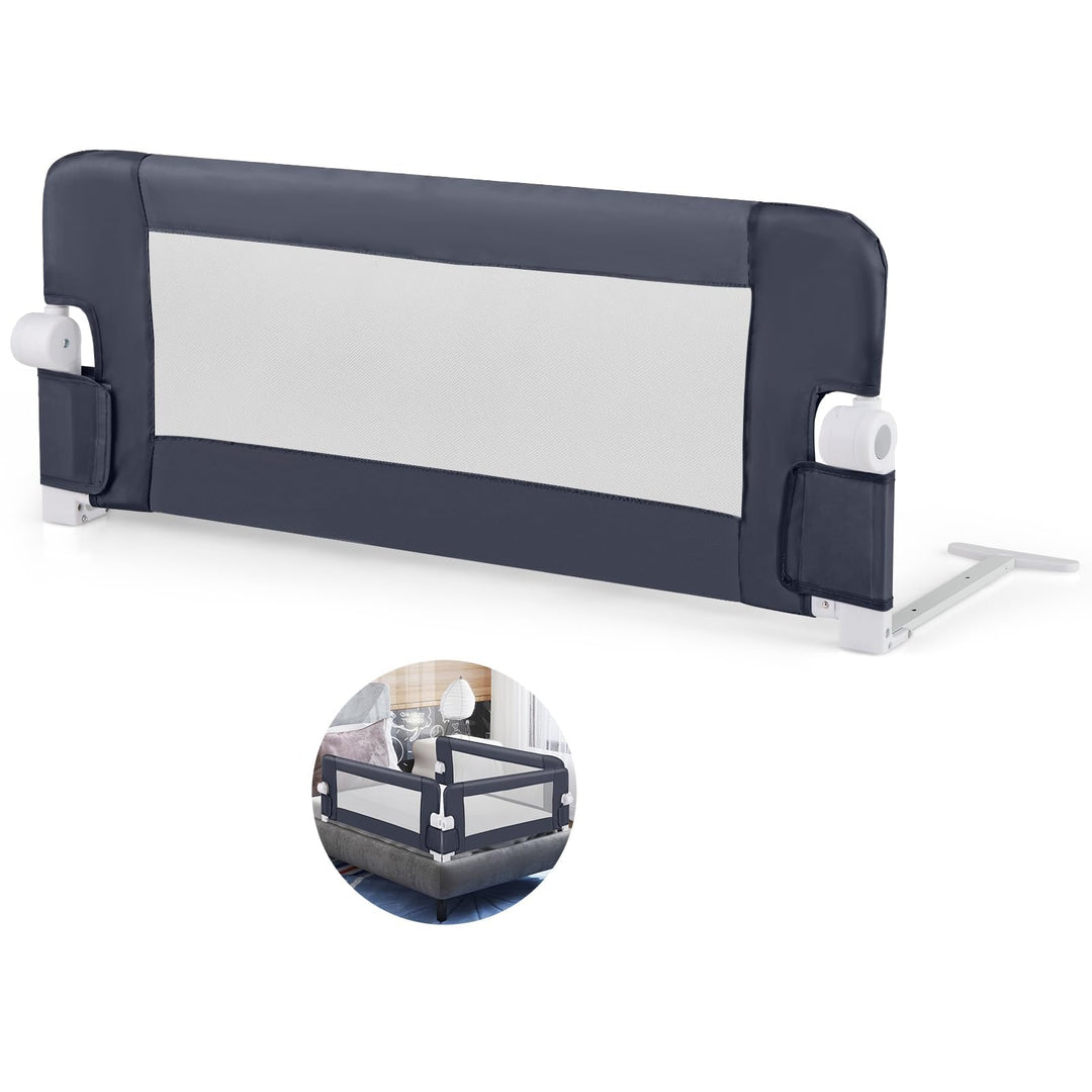 FANTASK Portable Bed Rail, 105x42cm, Bettgitter klappbar mit Verstellbarer Gurte, Bettschutzgitter a