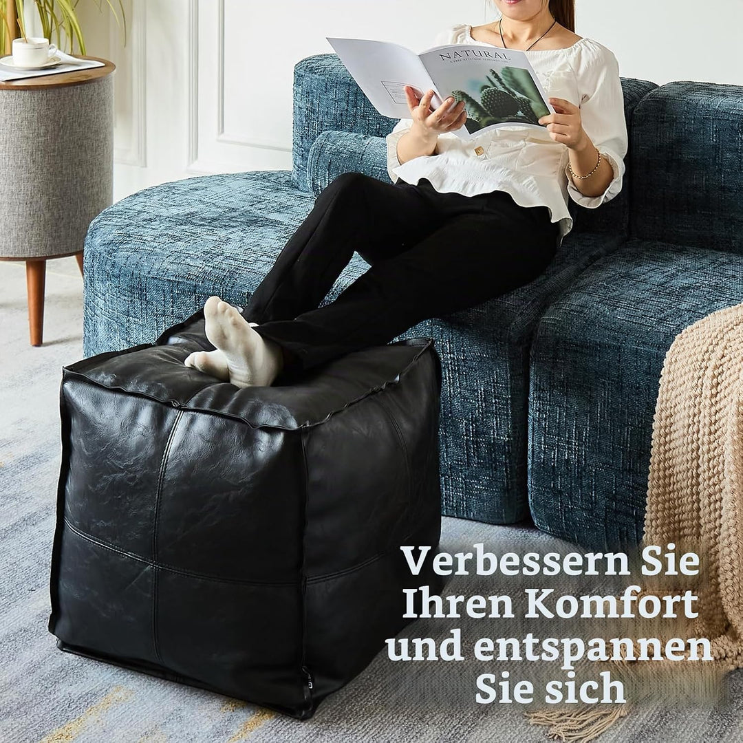 Louis Donné Ungepolsterter Ottoman Pouf Bezug,17.7" Square Pouf Ottoman Fusshocker Sitzsack für Spei