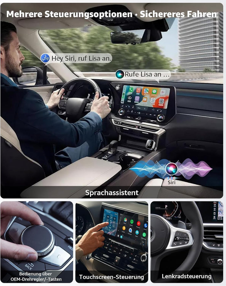 Wireless CarPlay Adapter, Kabelloser CarPlay & Android Auto Adapter, USB Dongle mit Schneller Automa