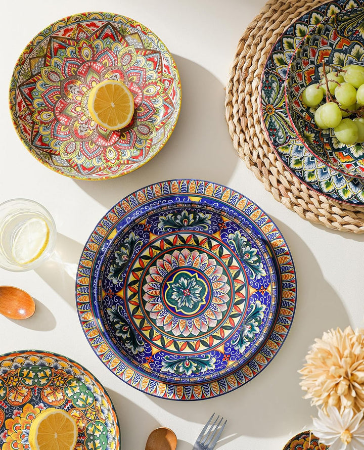 Henten Home Pastateller Set, Suppenteller/Buntes Tiefteller 4er, 1000ml Mehrzweckschalen für Suppe,