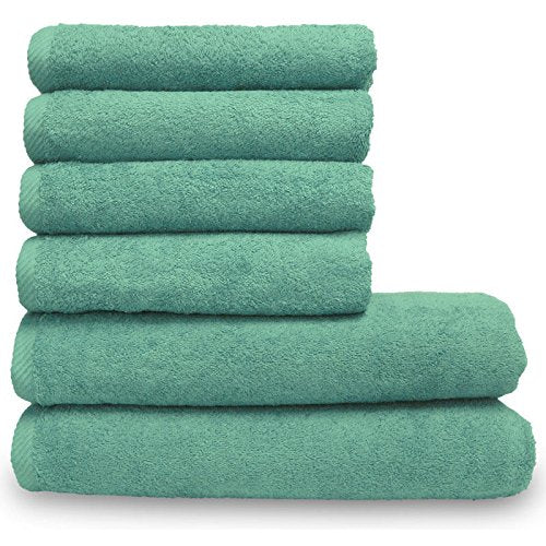 Lanudo Pure Line Handtuch-Set 6 teilig, 2 Duschtücher 70 x 140 cm & 4 Handtücher 50 x 100 cm, Mint-G