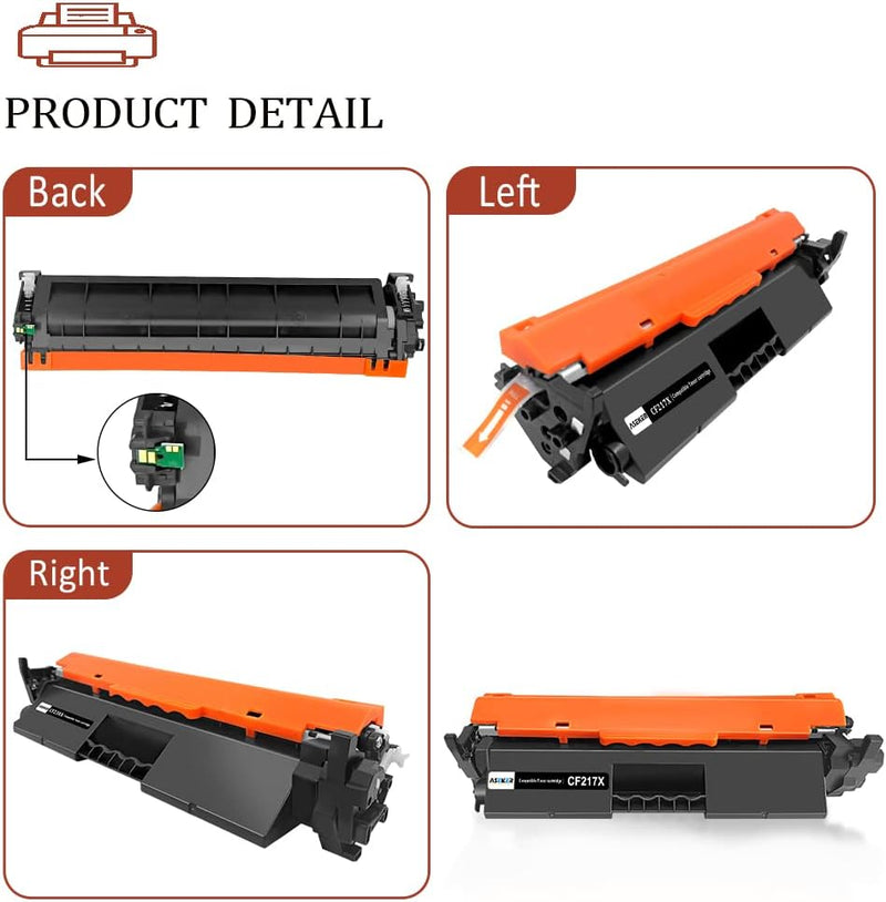 ASEKER 2 Schwarz Kompatibler 17A CF217A 17X CF217X Tonerkartusche 4000 Seiten Hohe Kapazität für HP