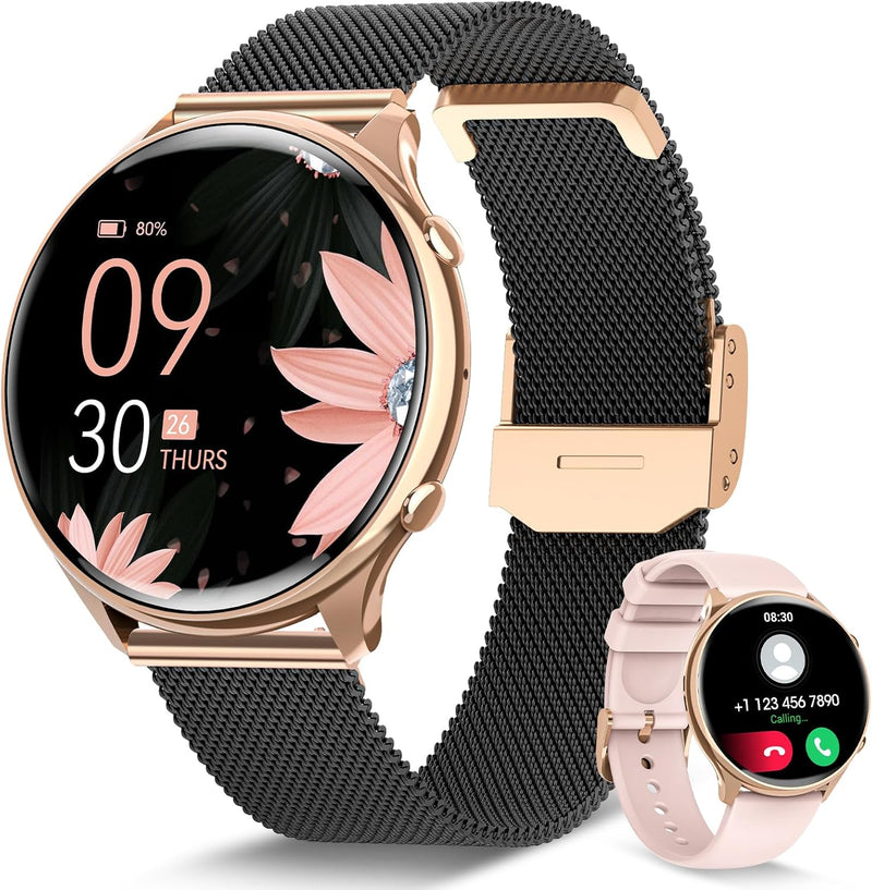 RUXINGX Smartwatch Damen mit Telefonfunktion, HD Voll Touchscreen, Fitness Tracker mit 120 Sport SpO