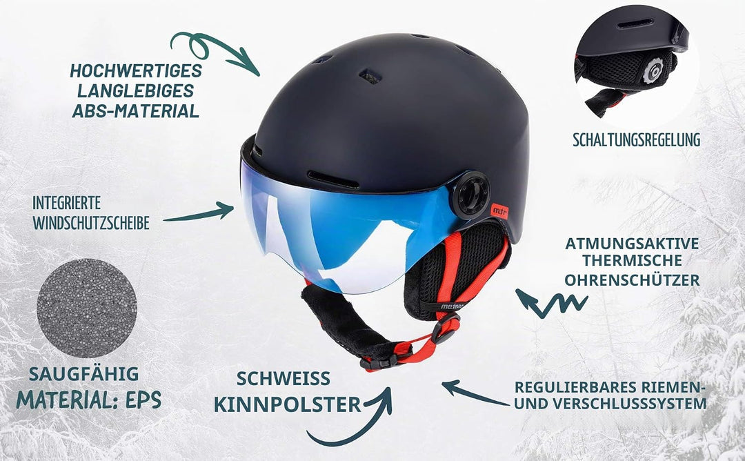 meteor Skihelm Kinder Snowboard Helm Herren Ski Helmet fur Mädchen Jungen Skihelm Damen