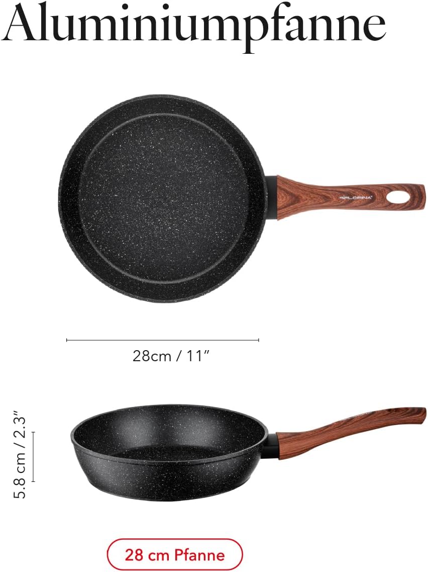 FLORINA Aluminium-Bratpfanne MASTER BLACK 28 cm | Antihaftbeschichtung | Für alle Herdarten inkl. In