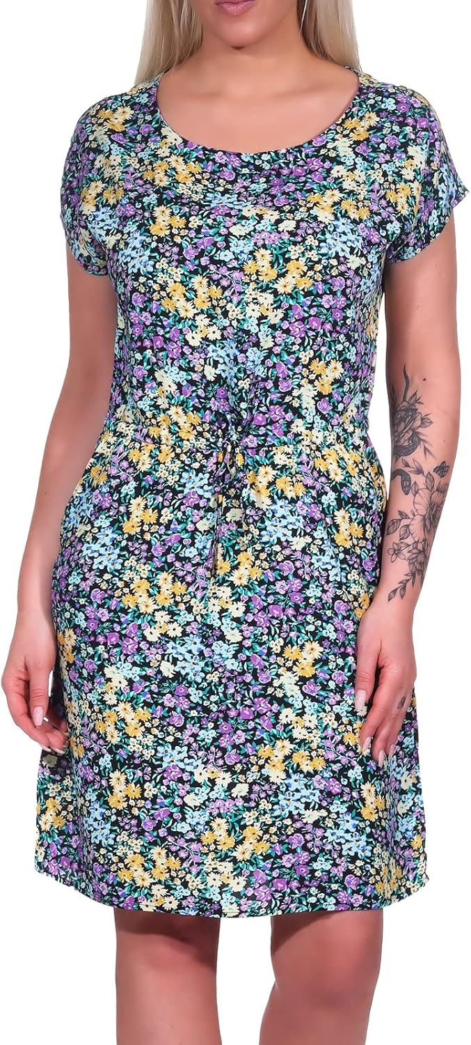 ONLY Damen Viskose Kleid Onlnova Life Connie Bali Kurzarm Sommer-Kleid XS Black / Jol Blossom, XS Bl