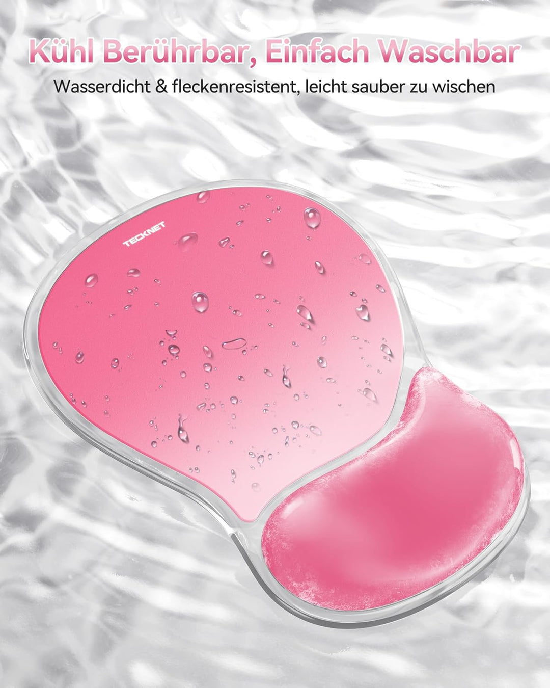 TECKNET Mauspad mit Gel-Handgelenkauflage, Ergonomische Tropfenförmige Vertiefung, Passt & Weich, Wa