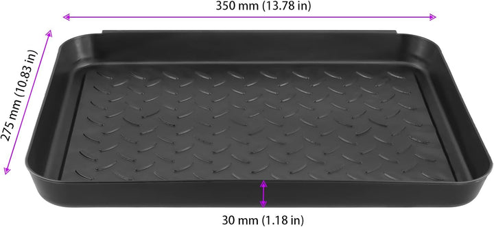 6 Stück Kunststoffe Schuhabtropfschalen, 35 x 27.5 x 3 cm Schwarz Schuhablage, Multifunktional Schuh