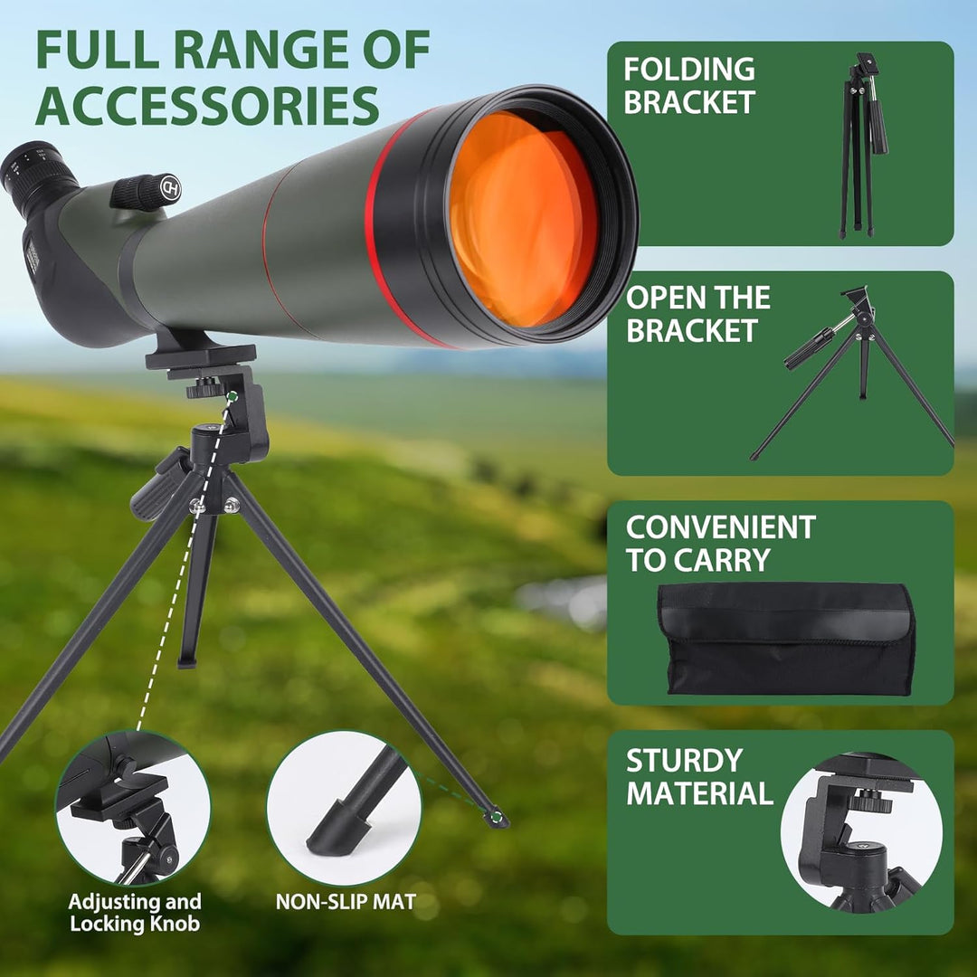 25-75x100 Spektive für Zielschiessen - HD Spektiv mit Stativ Tragetasche & Smartphone Halterung - BA