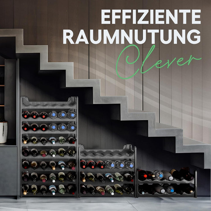 Novaliv Flaschenregal für 36 Flaschen | Weinregal grau | Regal aus stabilem Kunststoff, stapelbar (A