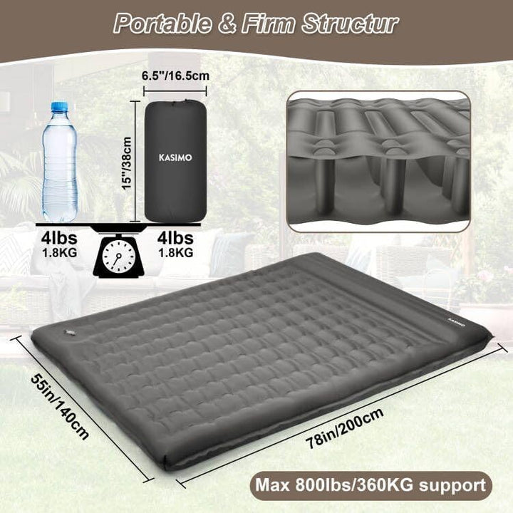 KASIMO Isomatte 12CM Luftmatratze Camping mit integrierten kopfkissen, Aufblasbare Matratze mit Fuss