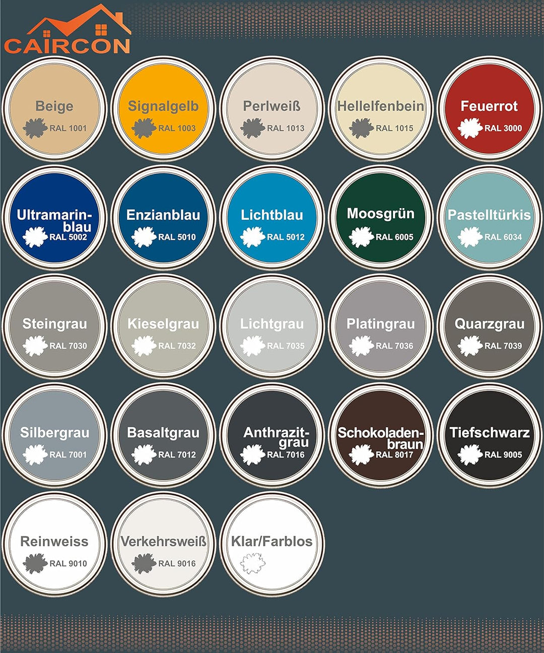 CAIRCON 2K Fliesenlack Bodenfliesen Fliesenfarbe Wand Küche Bad Basaltgrau - 5Kg 5 kg (1er Pack) Bas