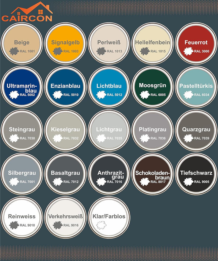 CAIRCON 2K Fliesenlack Bodenfliesen Fliesenfarbe Wand Küche Bad Basaltgrau - 5Kg 5 kg (1er Pack) Bas