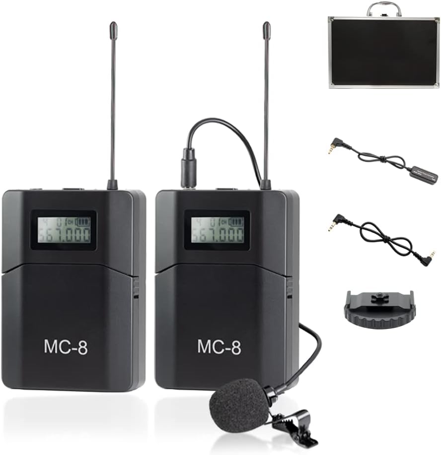MC8 6-Kanal UHF Drahtloses Lavalier Mikrofon Kabellos Wireless Funk Kamera Mikrofon Kompatibel für D