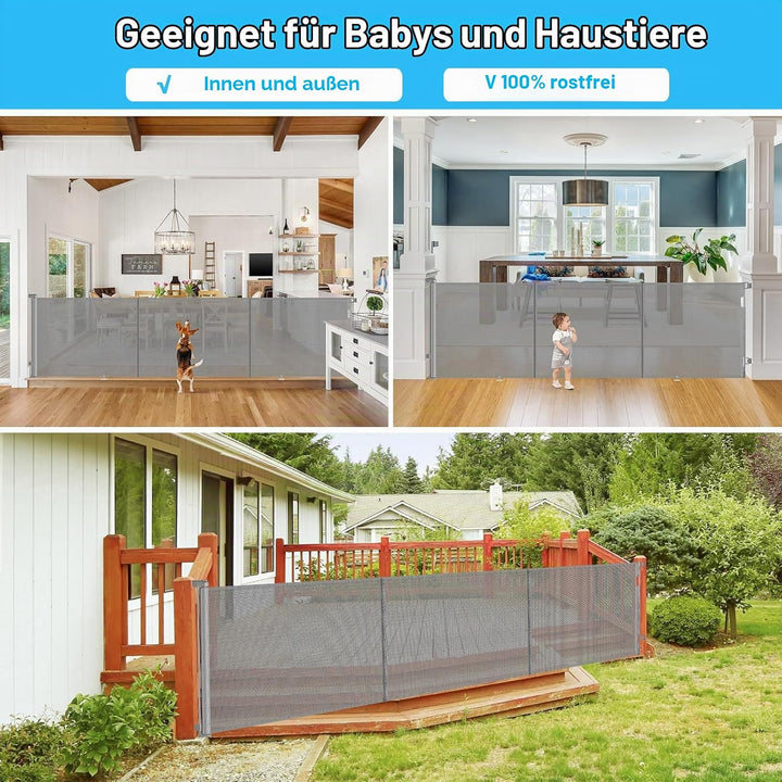 Wodondog Baby-treppenschutzgitter,0-300 cm, 83 cm Hoch,türschutzgitter ausziehbar, Einhändig Bedienb