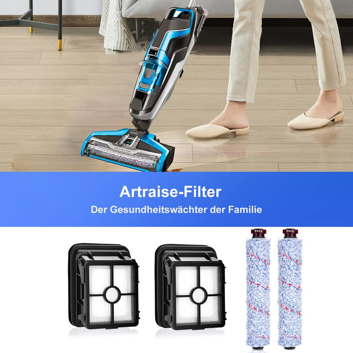 Artraise Filter für Bissell Crosswave - 3-in-1 Zubehör mit 2 Stück Ersatzfilter und 2 Stück Multiflä
