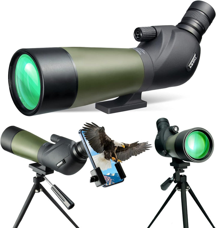 Gosky 20-60x60mm Spektiv, wasserdicht, stossfest, mit Stativ und Digiscoping-Adapter, BAK4-Prismen,