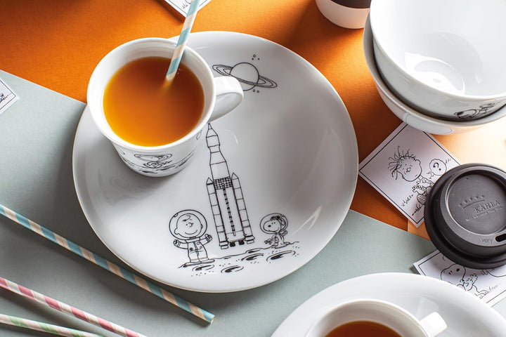 KAHLA 323460A50982CP Peanuts Frühstücksteller 21,5 cm Peanuts Space | weisser Vorspeisenteller mit P
