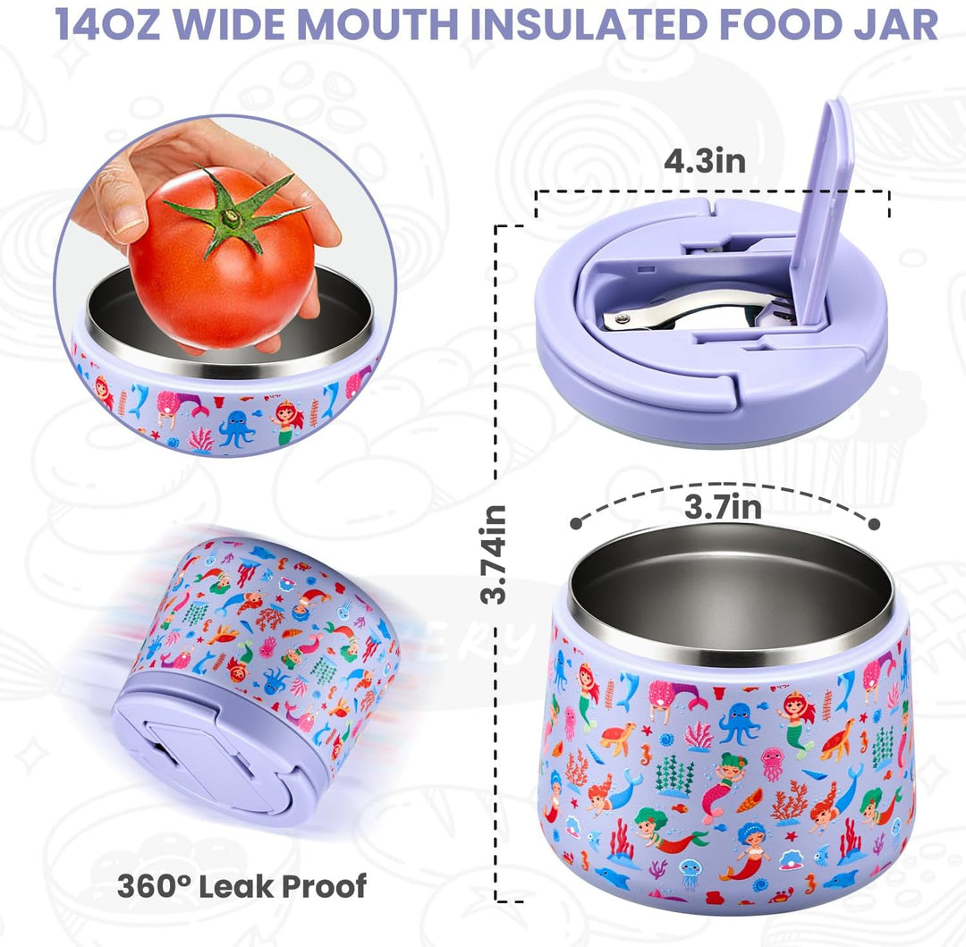 Itslife Thermobehälter für Essen 420ml, Warmhaltebehälter Essen Edelstahl mit Deckel und Löffel, The