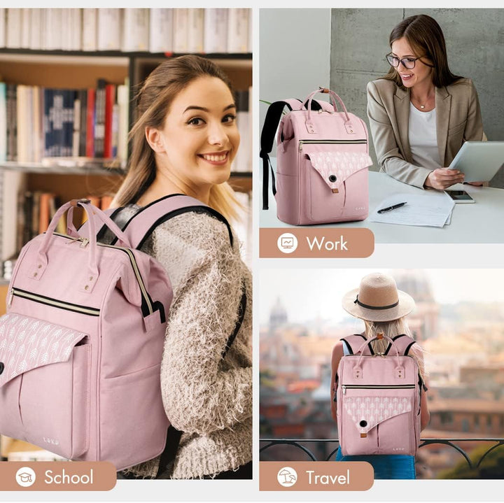 Lekesky Rucksack Damen Laptop Rucksack 15,6 Zoll Schulrucksack Daypack mit Anti Diebstahl Tasche für