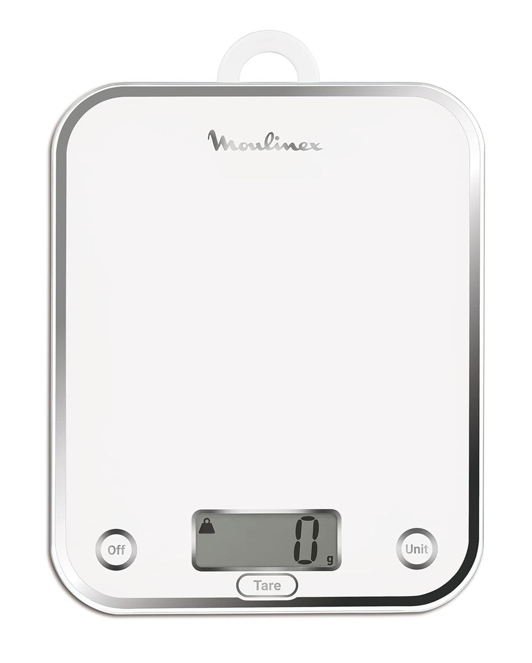 Moulinex BN5000 Optiss Küchenwaage, gehärtetes Glas, Flüssigfunktion, Weiss