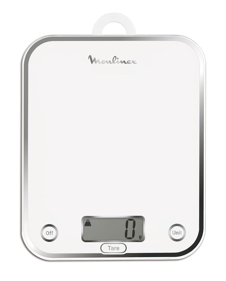 Moulinex BN5000 Optiss Küchenwaage, gehärtetes Glas, Flüssigfunktion, Weiss