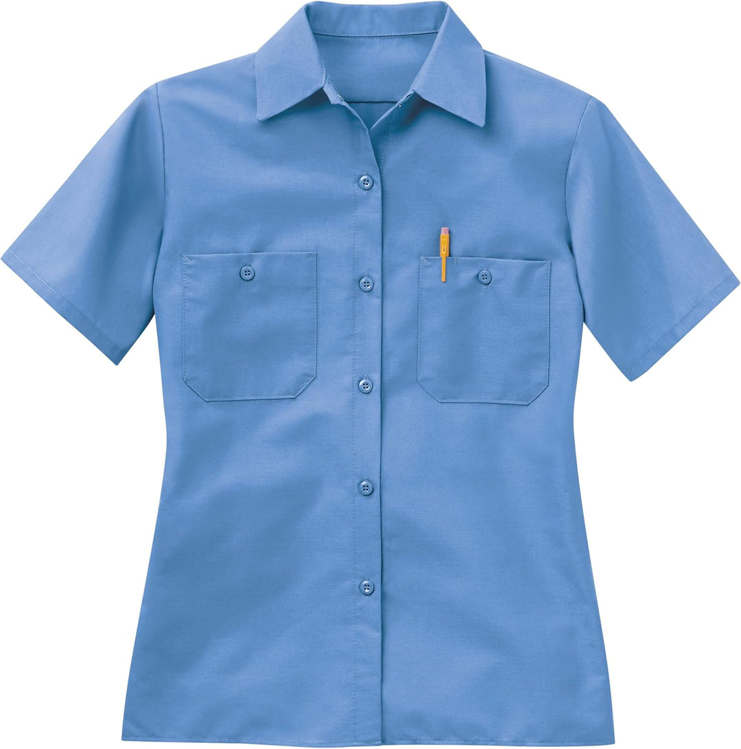 Red Kap Damen Women's Short Sleeve Industrial Work Shirt Hemd, M Blau (Petrol Blue)