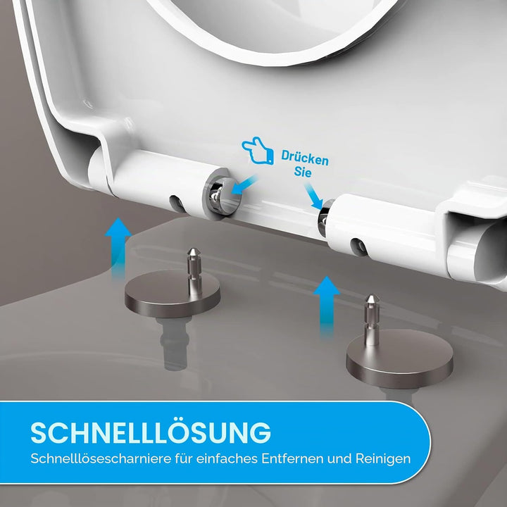 Ibergrif Toilettendeckel mit Absenkautomatik O WC Sitz Einfache Montage und Sauber,Klodeckel Quick-R