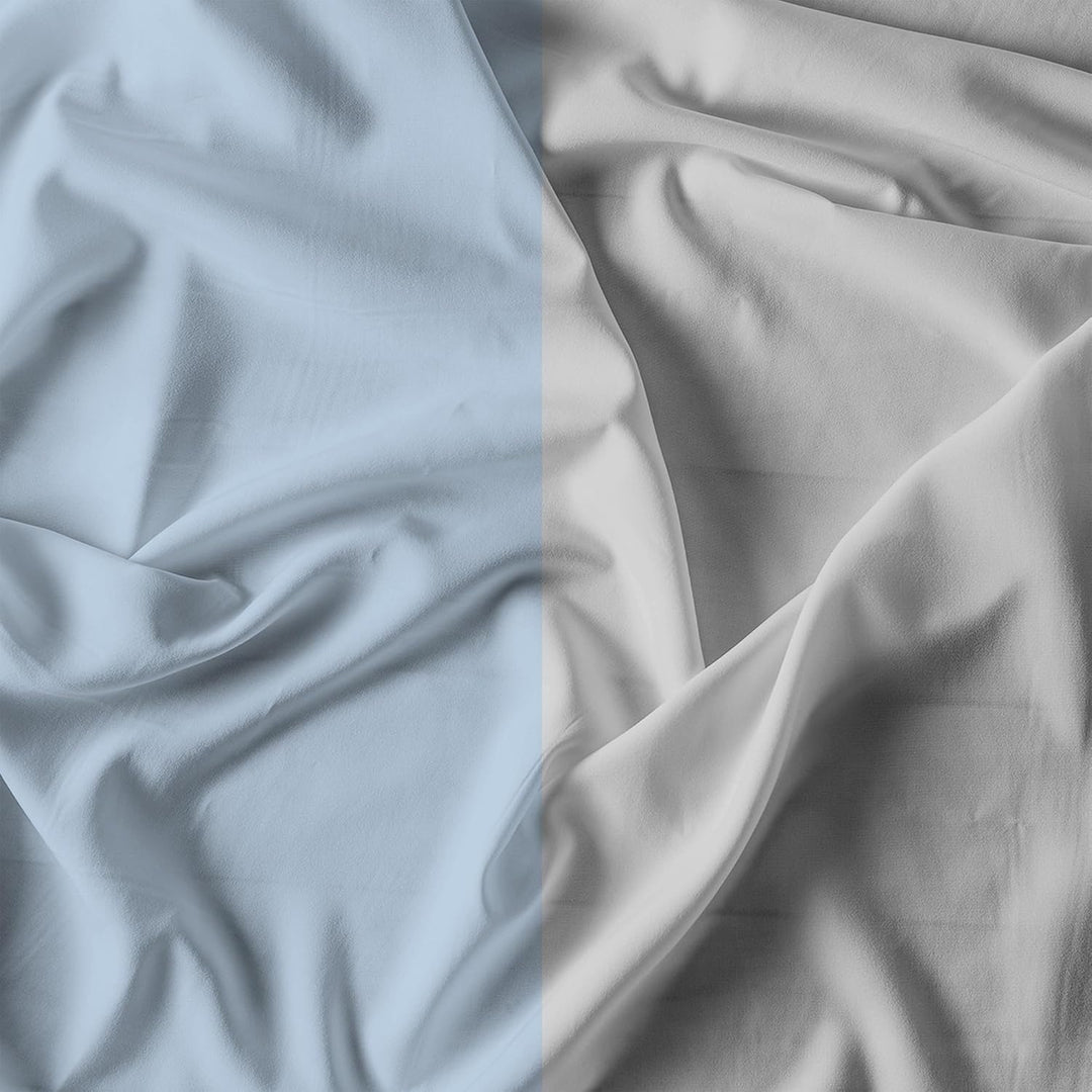 Italian Bed Linen “ Natural Color” Bettwäsche Set, Baumwolle, Hellblau/Hellgrau, Doppelte Hellblau/H