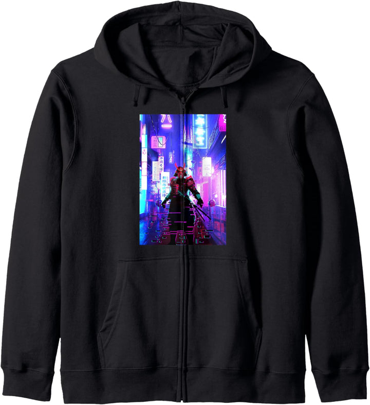 Futuristischer Samurai auf den Strassen von Tokio Japan Kapuzenjacke