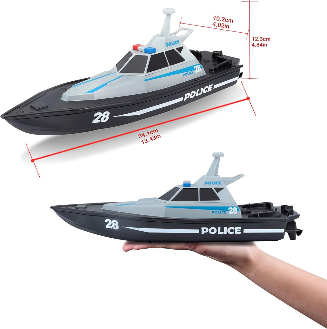 Bauer Spielwaren M82196 Tech R/C Polizeiboot: Ferngesteuertes Spielzeugboot im Polizei-Look, 35 Mete