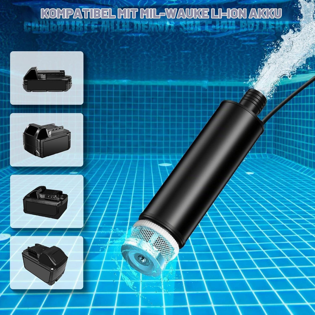 Wasser Pumpe Sumpf Pumpe for Milwaukee 18V, Tauchpumpe für Campingwannen, Garten, Wohnmobil, Teichen