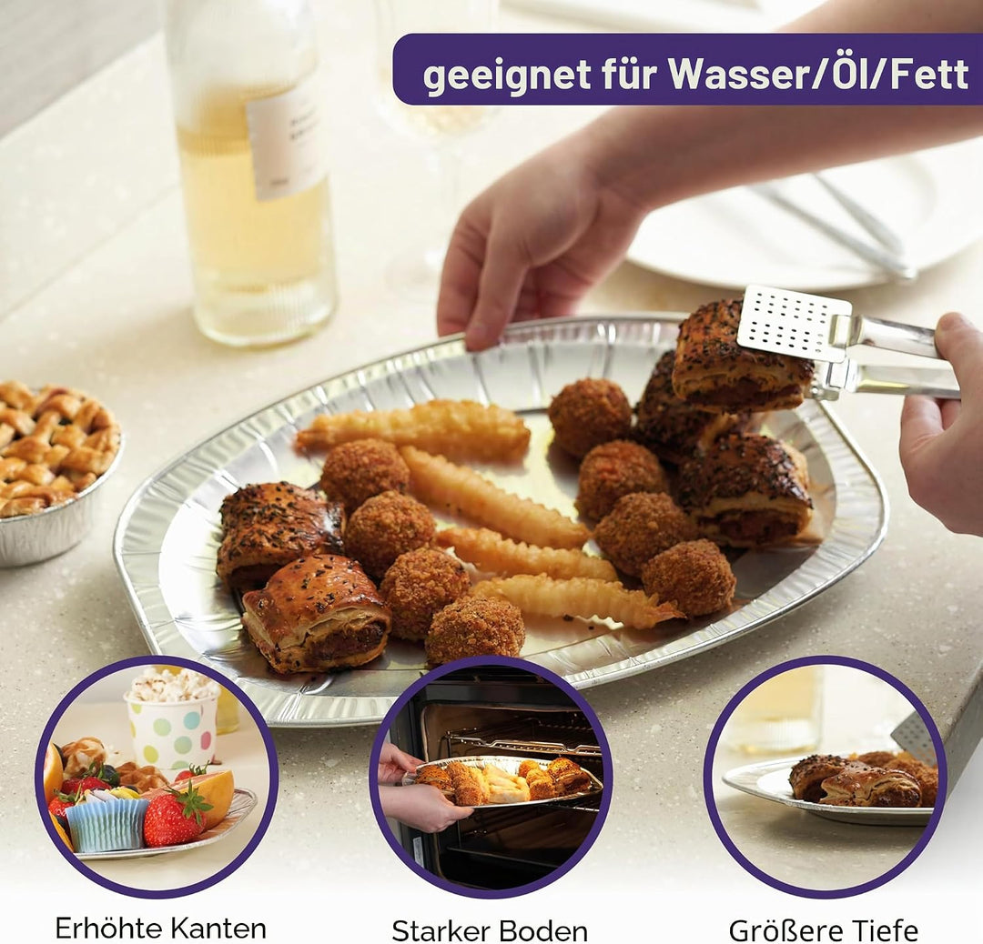 MATANA 20 Stück Alu Servierplatten, Partyplatten für Buffets, Kindergeburtstage, Hochzeiten, Caterin