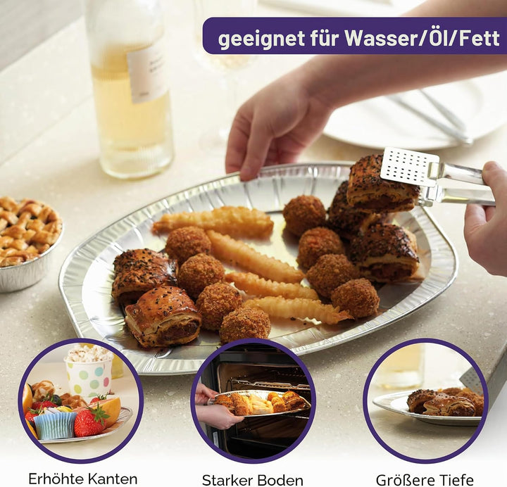 MATANA 20 Stück Alu Servierplatten, Partyplatten für Buffets, Kindergeburtstage, Hochzeiten, Caterin