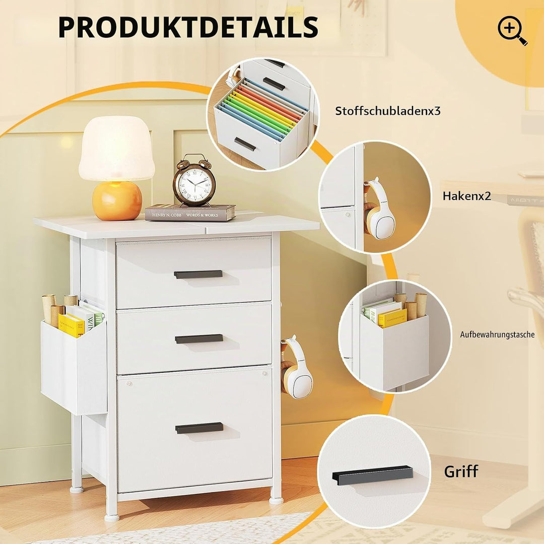 Rollcontainer, Aktenschrank, mit 3 Schubladen und Rollen, für Dokumente in DIN A4, Letter-Format, Dr
