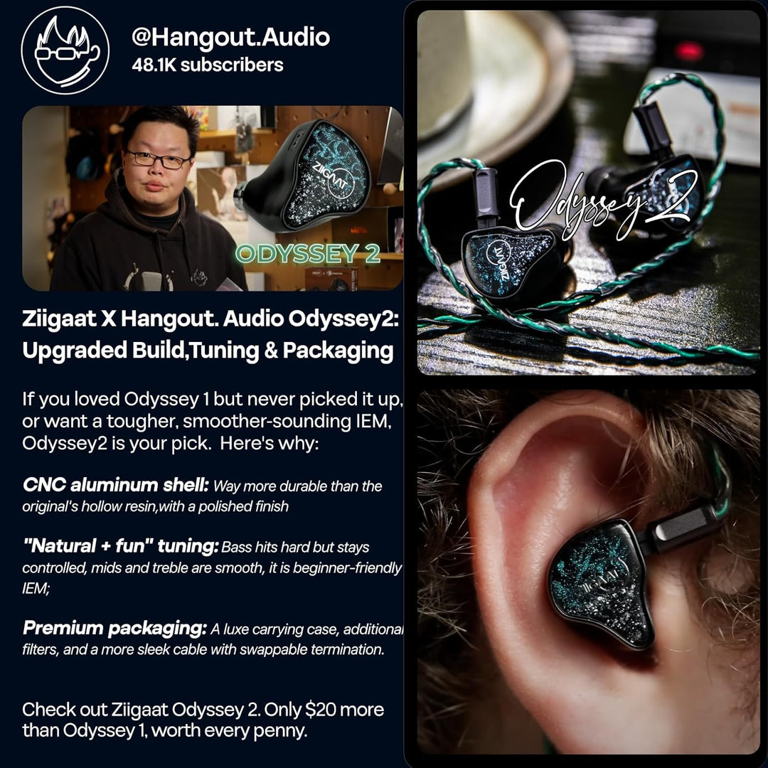 LINSOUL ZiiGaat x Hangout. Audio: Odyssey 2 In Ear Monitor,1DD + 3BA Hybrid HiFi kabelgebundene Ohrh